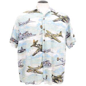 Hilo Hattie The Hawaiian Original Mens Big & Tall 2XL Blue Aviation Camp Shirt
